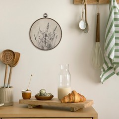 XNXLDYLH Vintage Beige Floral Round Framed Wall Art Decor, Retro Rustic Boho …