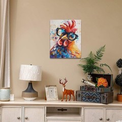 Banksy Chicken Wall Art Rooster Pictures Funny Chicken Canvas Wall Decor Roos…