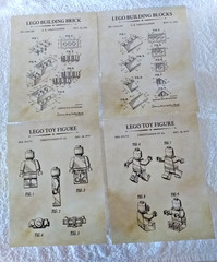 Lego Patent Set of Four Lego Patents Wall Art Decor Prints Distressed 1979-1962