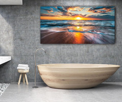 GUGIKA Ocean Wall Art for Living Room, Large Coastal Beach Canvas Wall Decor for