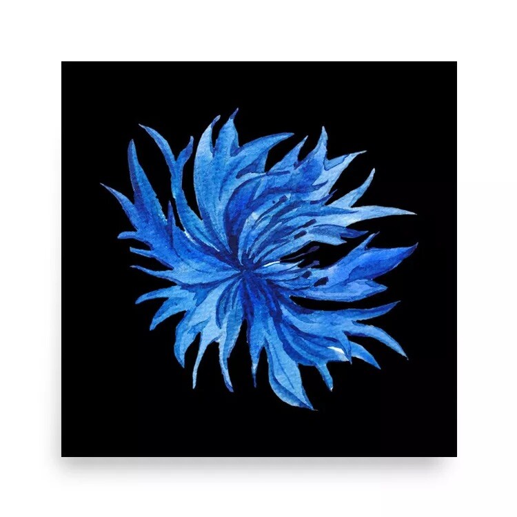 Watercolor Blue Wildflower Poster 10 x 10