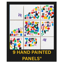 Abstract Modular Canvas Wall Art – 9 Hand Painted 4×4 Mini Geometric Panels Rear