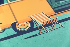 DKNG Laguna (20″x16″ VW Bus, Beach Camper, Silkscreen Art Print/Poster)
