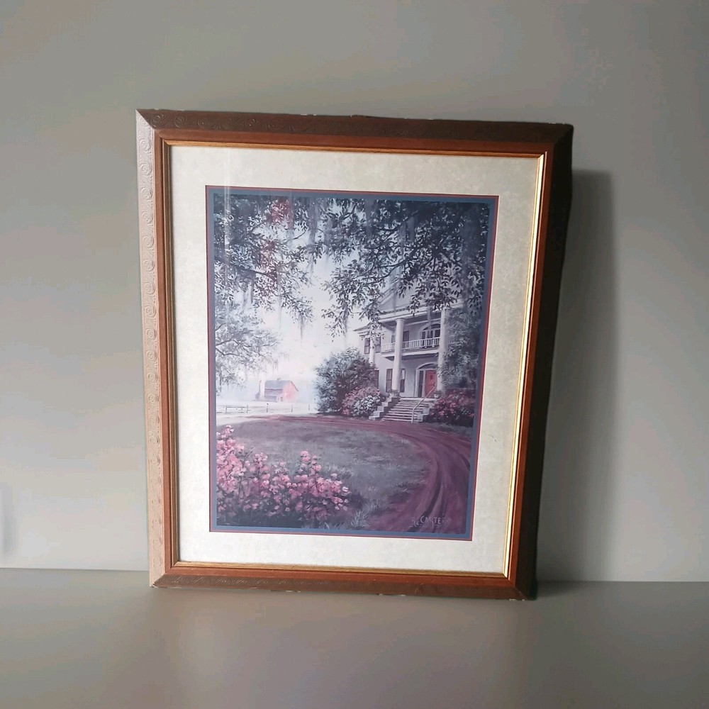 HOME INTERIORS HOMCO FRAMED “SOUTHERN HOME” PRINT SIGNED BY R.C. CARTER