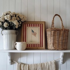 Vintage American Flag Print, Rustic Patriotic Americana Wall Decor
