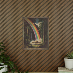 Vintage UFO RAINBOW Wall Art, Alien Pot of Gold Decor, Sci-fi Gay Pride Poster