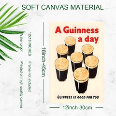 Guinness Vintage Canvas Wall Art, Tin Metal Signs Unframed 12X8 Inches – Retro