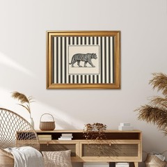 Gold Framed Vintage Tiger Wall Art Black and White Striped Wild Animal Poster…