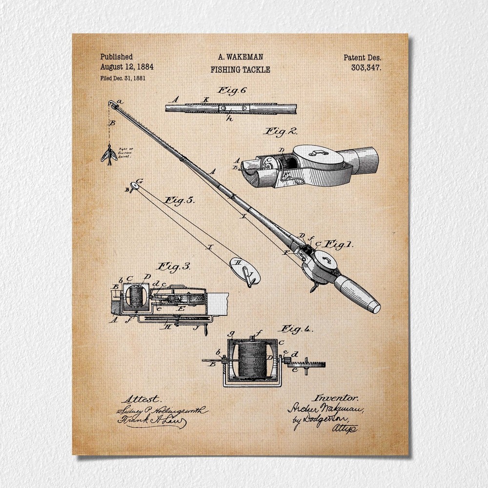 Fishing Gifts for Men, Fishing Gear Patent Poster Print