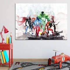 Superhero Watercolor Canvas – Kids Room Wall Art | Marvel Style Decor
