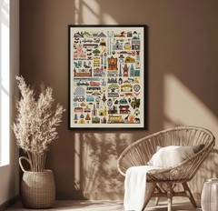 Disney Parks Icons Poster, Theme Park Travel Wall Art, Magic Kingdom
