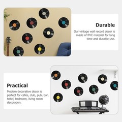 16 Pcs Vinyl Wall Decor Vintage Record Label Peel and Stick Stickers Music