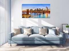New York City Skyline Canvas Wall Art Canvas Painting Poster,DIY Framed 24″x48″