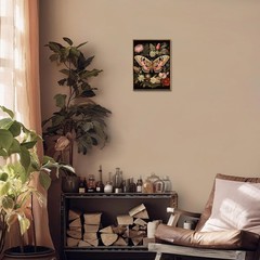 Vintage Framed Wall Art Butterfly Floral Canvas Wall Art Prints Boho Botanica…
