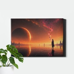 Surreal sci fi eclipse planet landscape Canvas Art