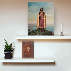 Orthodox Icon of Saint Gleb of Vladimir Handcrafted Religious wall Art