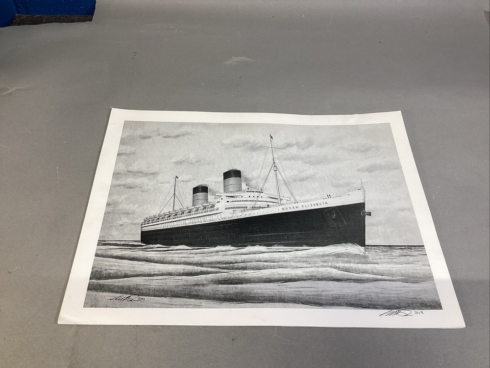 Queen Elizabeth Ship Art Print – 16×12”