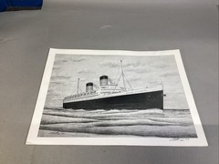 Queen Elizabeth Ship Art Print – 16×12”