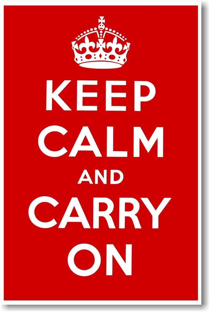 Keep Calm and Carry on – NEW Vintage Reprint Poster 18″L x 12″W, Multicolor