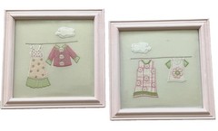 Kidsline Wall Art Girl’s Room/Nursery Laundry Clothesline Pink Frame 12×12″