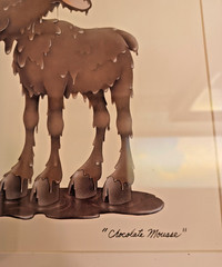 Chocolate Mousse Moose Stewart Moskowitz Framed Signed Art Cheeky Super Cute VTG