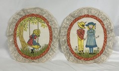 Holly Hobbie Wall Art Vintage Set of 2 Plaques on Cardboard 18″ Tall
