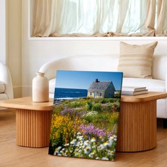 Wall Art Coastal Cottage Ocean View Wildflower Meadow Landscape Print Decor