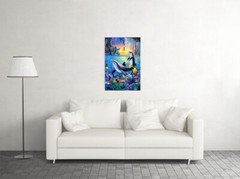 Dolphin Waterfall Animal Artwork Painting Wall Art Home Decor – POSTER 20×30