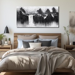 Waterfall Wall Decor for Dining Room Mountain Canvas Wall Art for Bedroom Bla…