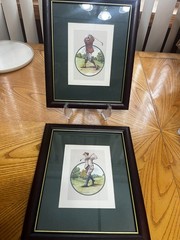 PAIR OF TWO VINTAGE PRINTS OF GENTLEMAN GOLFERS FRAMED 4 1/2″ BY 6 1/4″ PRINTS