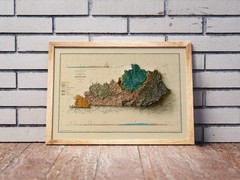 Kentucky Map, Kentucky 2D Relief Map, Kentucky Vintage Map – 2D Flat Print
