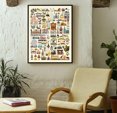 Disney Parks Icons Poster, Theme Park Travel Wall Art, Magic Kingdom