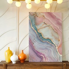Wall Art Pink Blue Abstract Marble Agate Canvas Print Gold Vein Decor 30×60