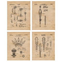 Classic Carpenter Tools Patent Prints, 4 (8×10) Art Decor Home Work Trade Office