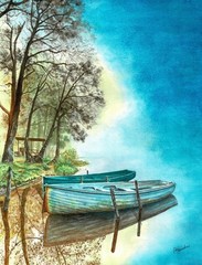 Available Boat, Pat Konicki, Wall Decor Art Print Poster 14″ x 11″ 1470