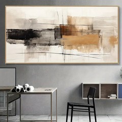 Bold Design Textured Brown Black and Beige Unframed Canvas Painting for Living