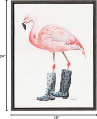 Sylvie Flamingo in Boots Framed Canvas Wall Art by Jennifer Redstreake Geary, 18