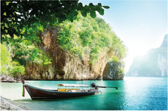 GREAT ART® Poster – Boat – Bay Nature Longtail Fishing Tropical Beach 55 x 39