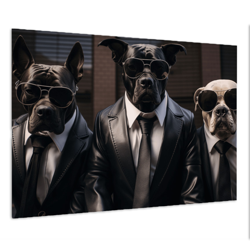 Pitbull Mafia Canvas Wall Art – Wrapped Over Frame or Just the Canvas! 32×48 In