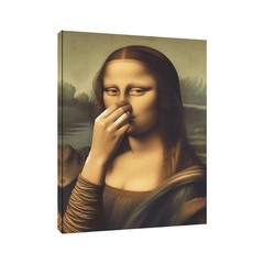 Mona Lisa Holding Nose Bathroom Canvas Painting, Waterproof Wall Art 30x40cm