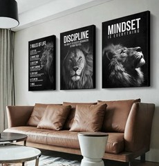 3pcs Motivational Canvas Wall art Lion Wall Decor Modern Art Home Decor