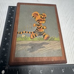 Vintage 1987 Kitschy Suzy Sparfford Wooden Wall Decor Piece Baby Tiger 4×6
