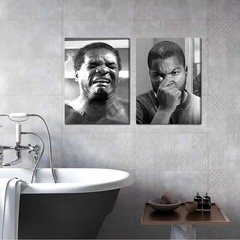 Laughing Moments: Set of 2 Black and White Canvas Prints for Bathroom Charm
