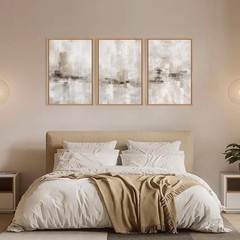 Large Minimalist Textured Framed Canvas Wall Art Set, Neutral Abstract Wall D…