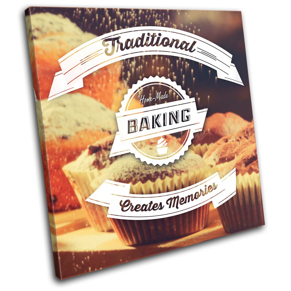 Baking Typography Hobbies SINGLE CANVAS WALL ART Picture Print VA