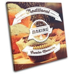 Baking Typography Hobbies SINGLE CANVAS WALL ART Picture Print VA