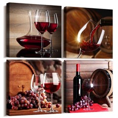 Canvas Wall Art For Kitchen Dining Room Wall Decor Wine Glass Wall Painting S…