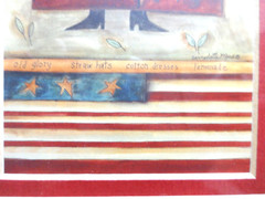 BERNADETTE MOOD FRAMED PRIM AMERICANA COUNTRY PATRIOTIC WOMAN FLAG 8″x12″ VGUC