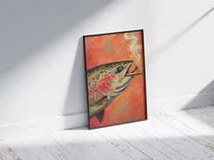 Smoking Trout Poster – Funny Fish Wall Art Rustic Cabin Decor Fisherman Gift