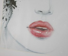 Black Framed Abstract Woman Face Watercolor Print Wall Picture